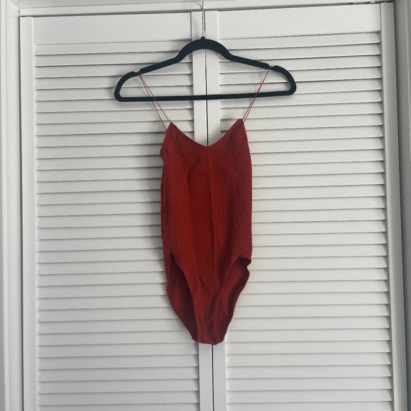 Urban Outfitters- Orange/Red Ribbed Bodysuit- Size Small - Picture 1 of 4